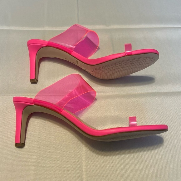 NEW Jessica Simpson Lissah 2 Neon Pink Clear Toe-Loop Slide Heel Size 8.5M - Picture 3 of 9